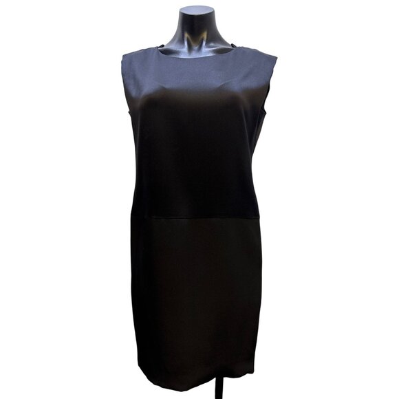 black dress with back zipper Women Solid Black High-Neck Sleeveless Back Zipper Straight Hem Layered  Bodycon Midi Dress